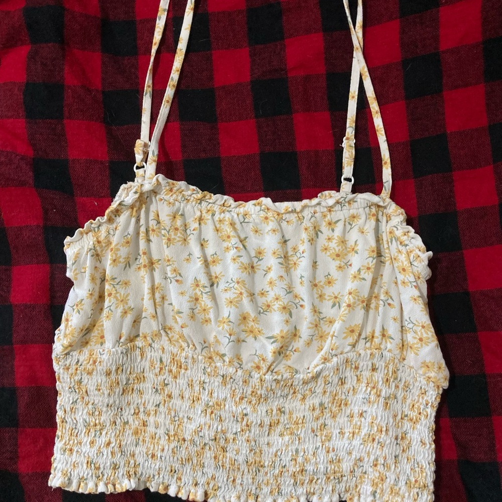 AMERICAN EGAL Floral Yellow milkmaid Women's Top